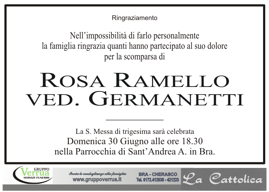 Rosa Ramello ved. Germanetti